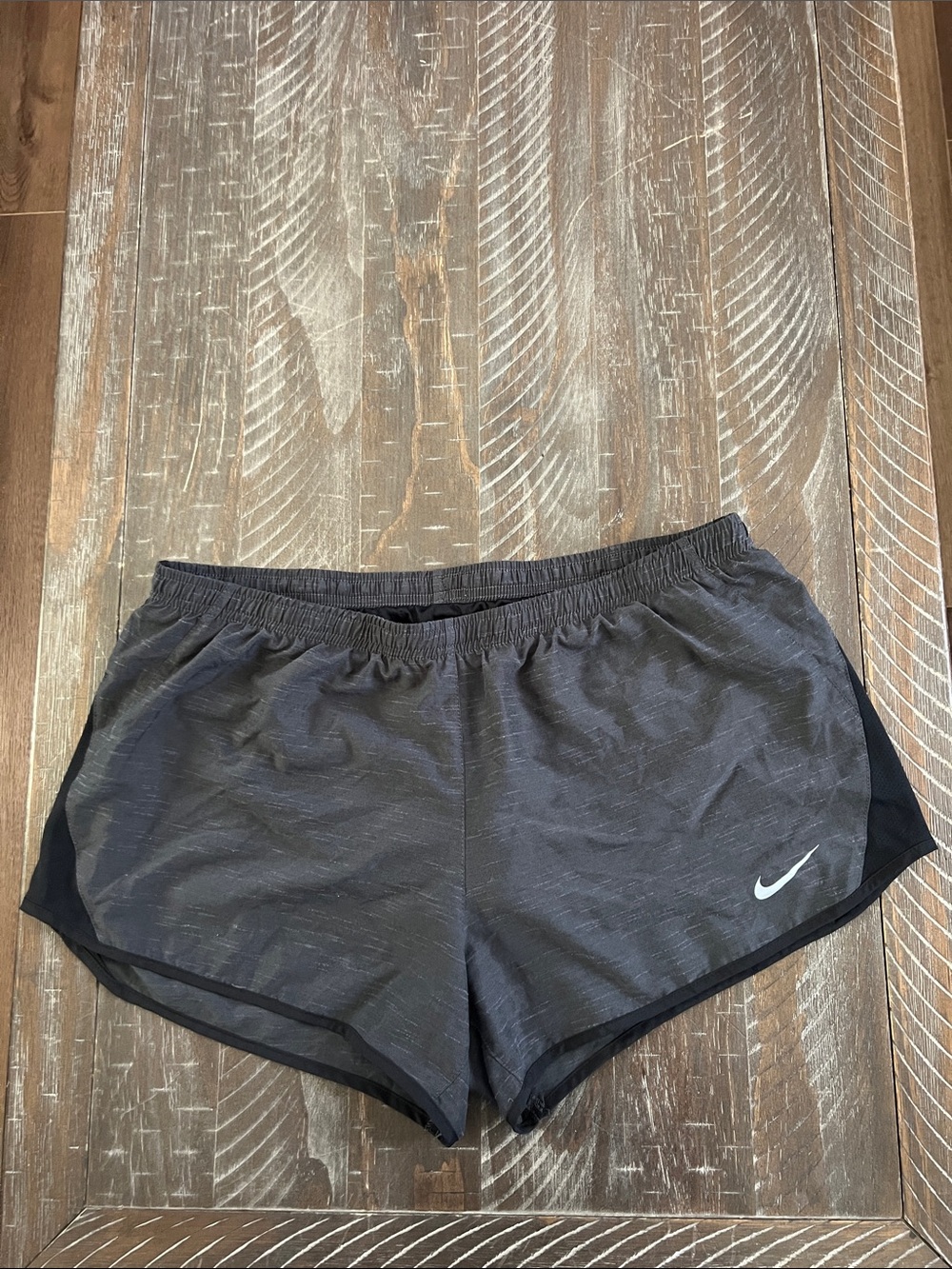 Nike Women's Grey/Black Athletic Running Shorts with Swoosh